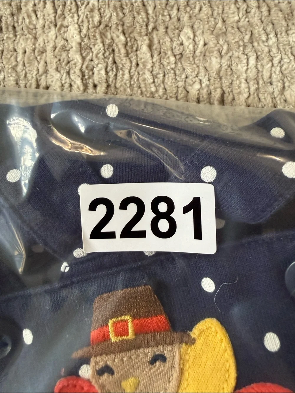 Carter’s Baby 3M Navy Polka Dot Turkey Thanksgiving Jumper Dress